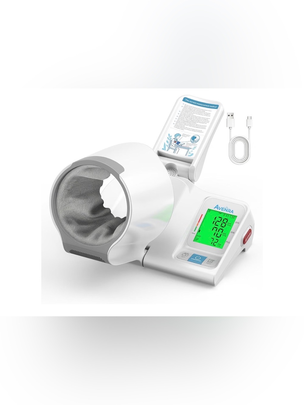 White Automatic Arm Blood Pressure Monitor with Cuff
